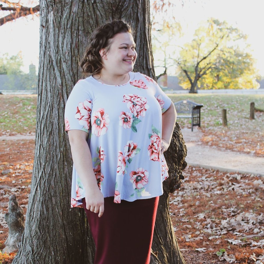 Plus Size Blue Floral Blouse